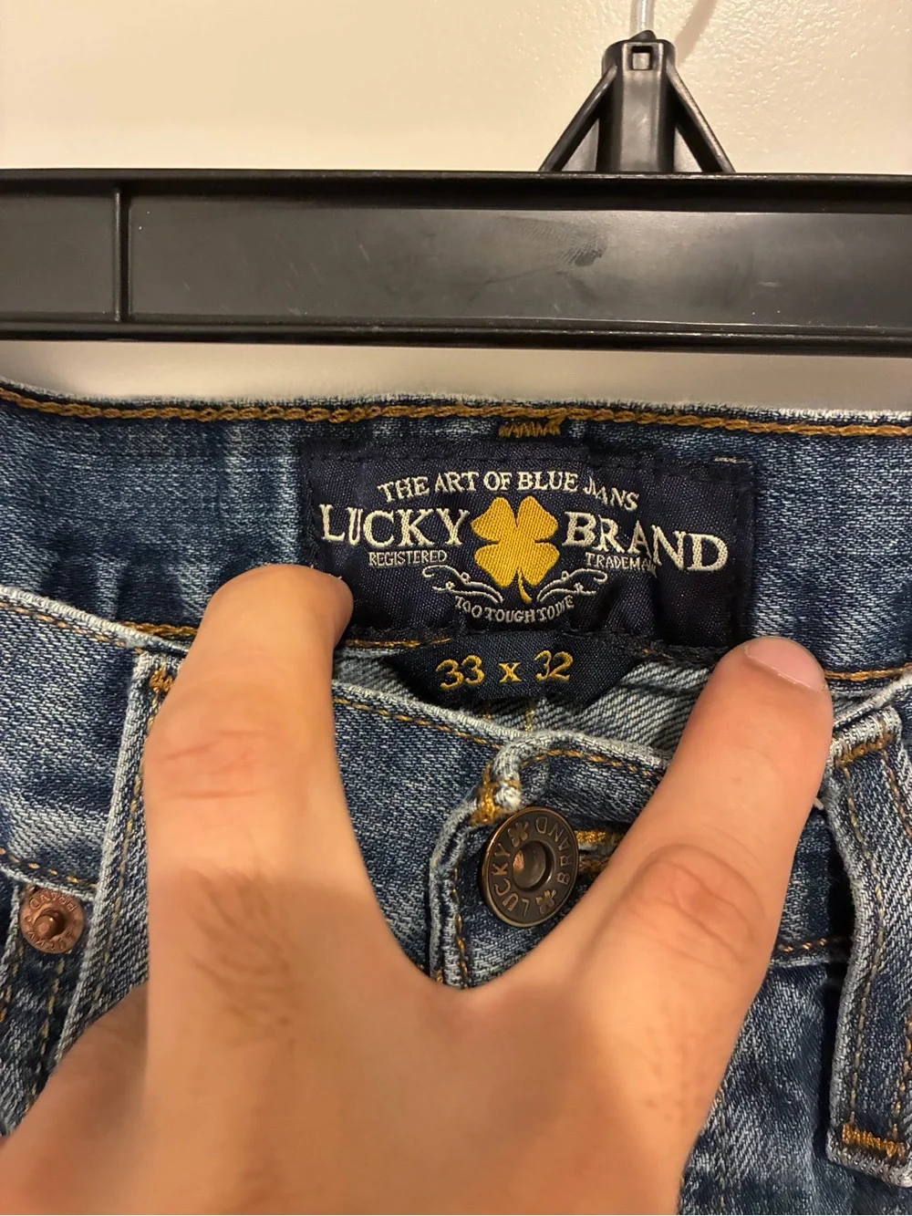 Lucky Brand Blue Denim Jeans with Leather Patch